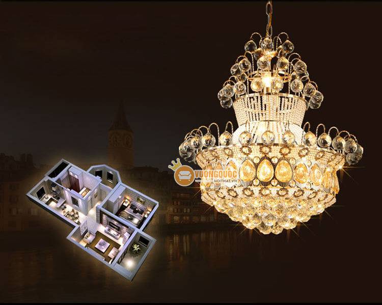 Đèn chùm pha lê tuyệt đẹp trang trí phòng khách CM135-4
